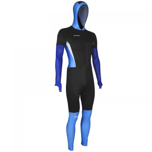 Schaatspak zwart met lichtblauw